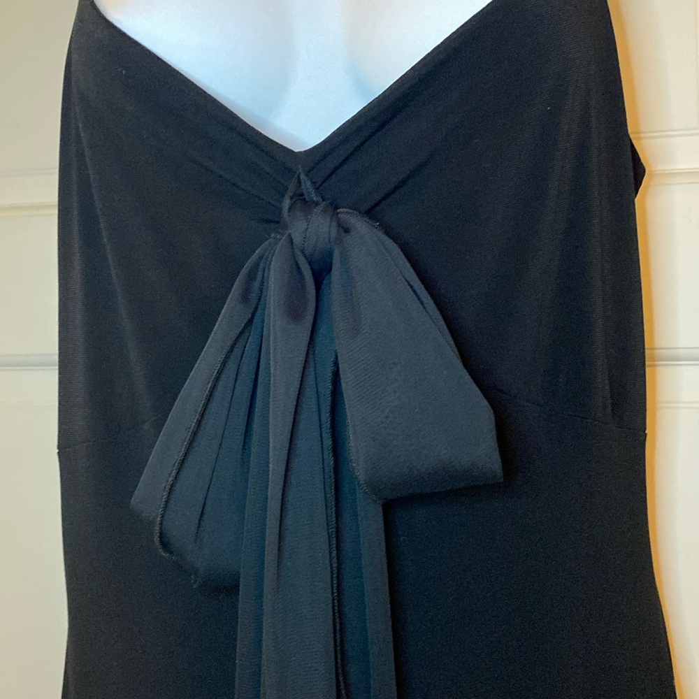 Vintage Black Bow Gown Prom Maxi Elegant Flowy Y2K Asymmetrical Hem | Size M